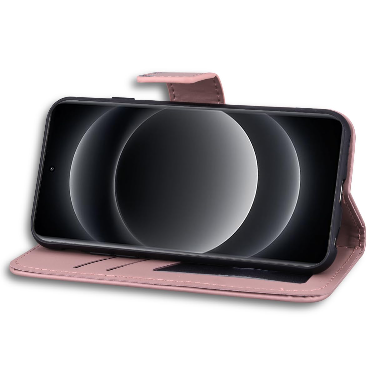 Rostsant Xiaomi 14 Ultra 5G Case Cover Skin Feel PU Leather Case Xiaomi 14 Ultra 5G Magnetic Closure Protective Wallet Flip Cover Stand Protective Case for Xiaomi 14 Ultra 5G Pink Rabbit - Image 4