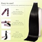DNE Tape in Hair Extensions Real Human Hair, 24 Inches 20Pcs/50g per Pack Seamless Invisible Double Sided Tape, #1 Jet Black Straight Extensions for Women/Girls,Can Be Bleached & Curled and Dyed - Image 4