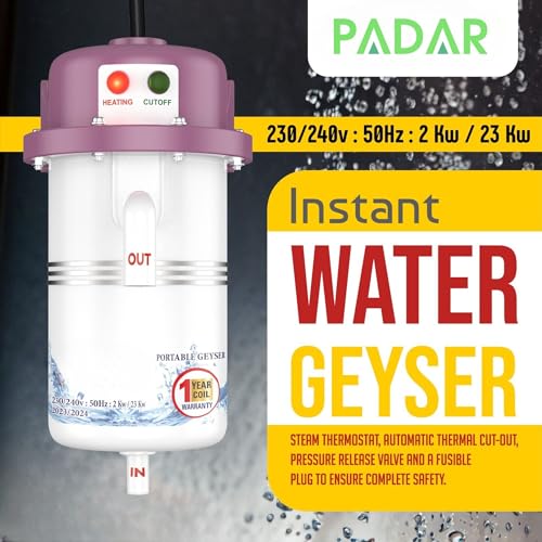 Image of PADAR Instant Water Geyser 1L Portable Electric Water Heater | Hot Water in Just 6 Seconds Auto Cut Off | Durable ABS Plastic Body | for Home, Hotel, Kitchen(Multicolor) (1LTR-REG, Multicolor)