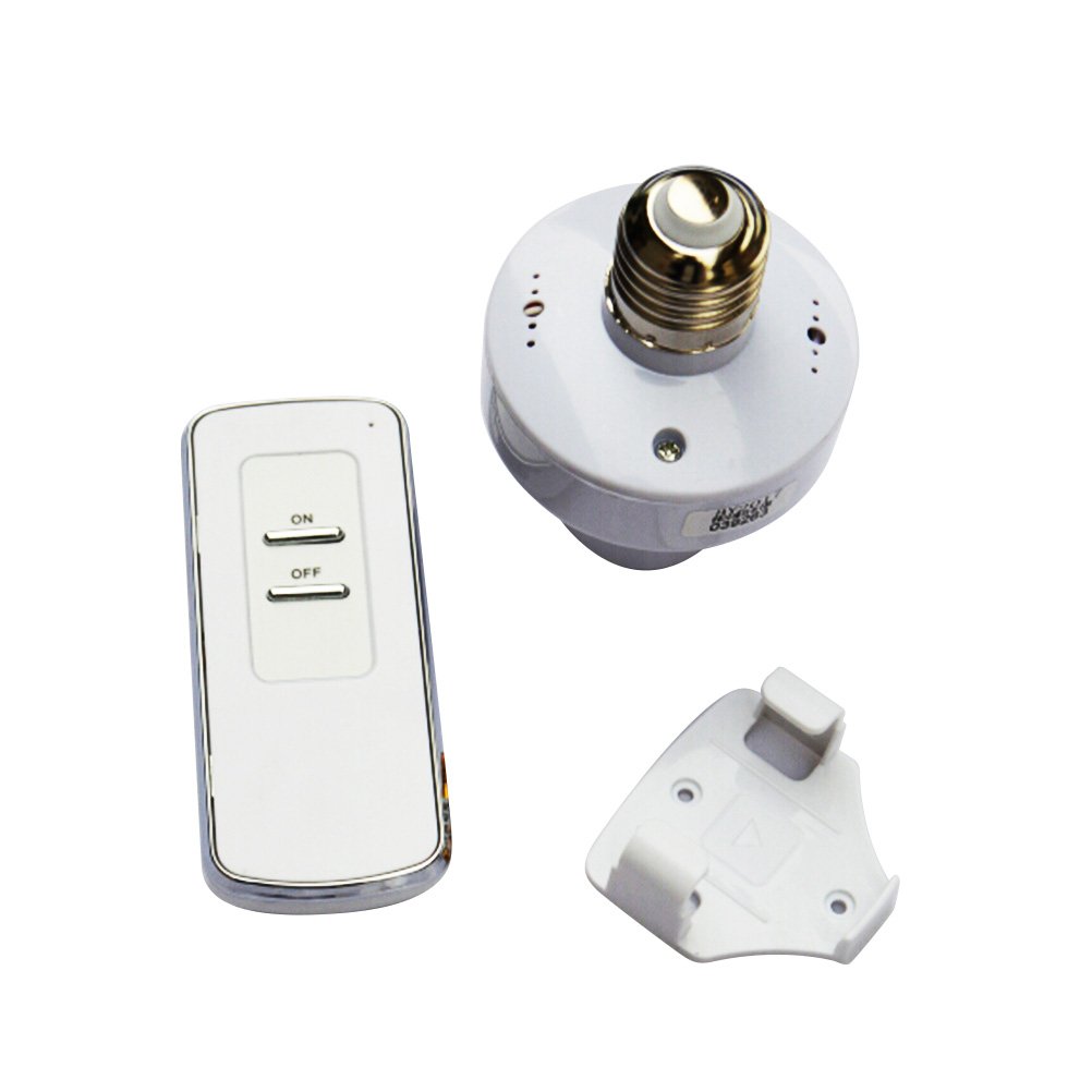 Wireless Remote Control E27 Base Light Lamp Bulb Holder Socket Lighting Switch Converter Adapter (Beige, White)-image-24
