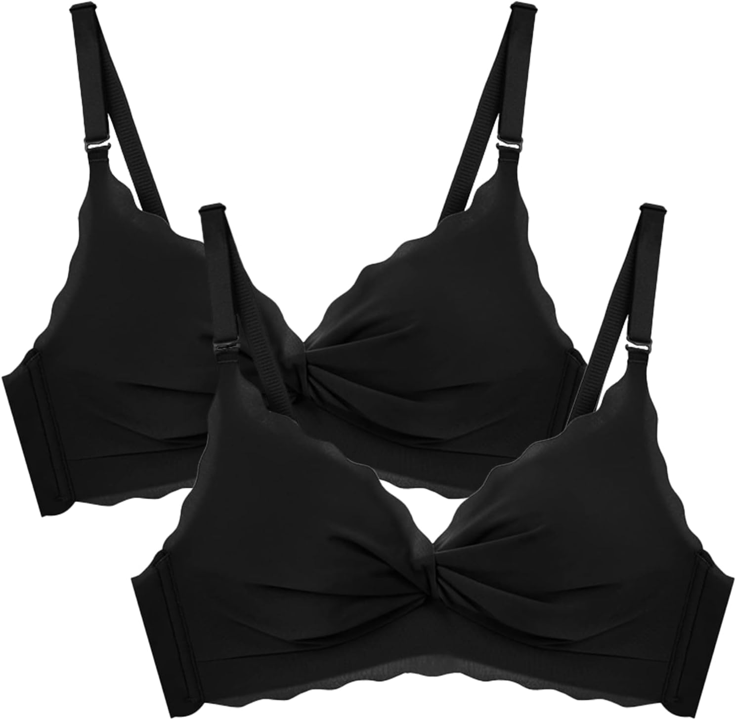 Seamless Bra for Women, 3/4 Coverage Minimizer Wireless Padded Push Up Bra with Adjustable Straps 2-Pack