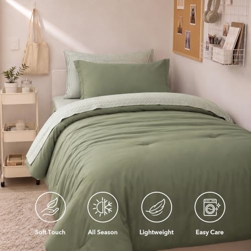 Image of Monbix Twin XL Comforter Set - 5 Pieces Soft Bed in a Bag Twin Bedding Sets