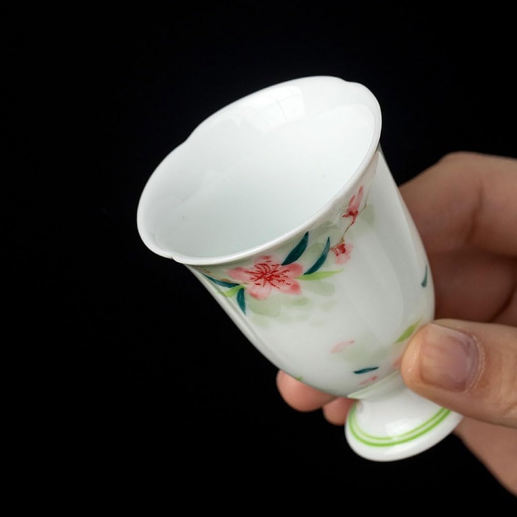 GSOUL Kungfu Tea cup Hand-painted Peach Blossom Goblet Ceramic Teacup Host Cup Drinking Personal Kung Fu Tea Set Small Tea Cups