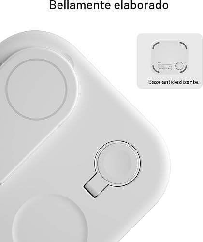 Miniatura 8 de Belkin Cargador de iPhone 3 en 1 compatible con MagSafe, plegable magnético Qi2, estación de carga MagSafe para teléfono, Apple Watch, AirPods,