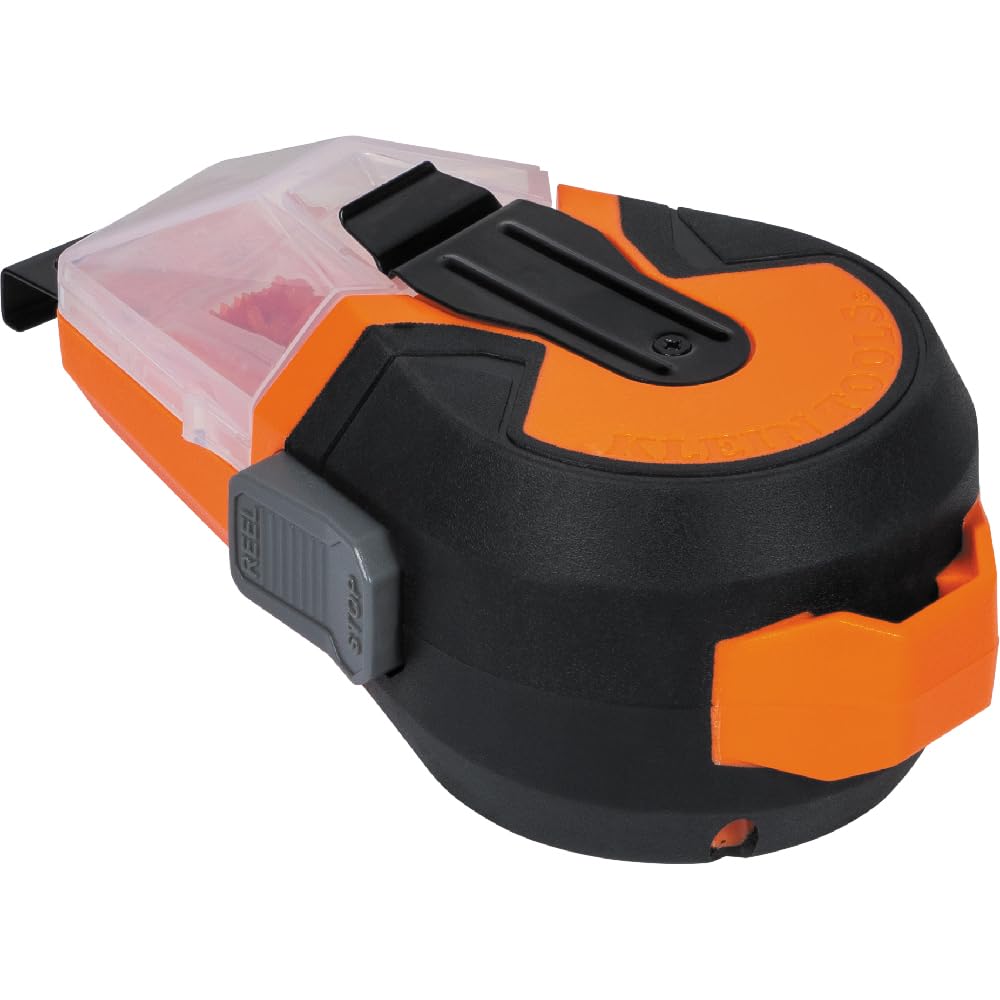 Klein Tools CHLK50R - Strumento per linea di gesso, bobina di gesso auto-retrattile, ricarica senza disordine, include 34 g di gesso rosso brillante