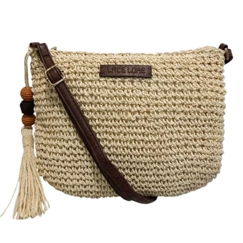 Bolsa Transversal Tiracolo Palha Chic Prática Espaçosa Praiana Dia a Dia Passeio (Off White)