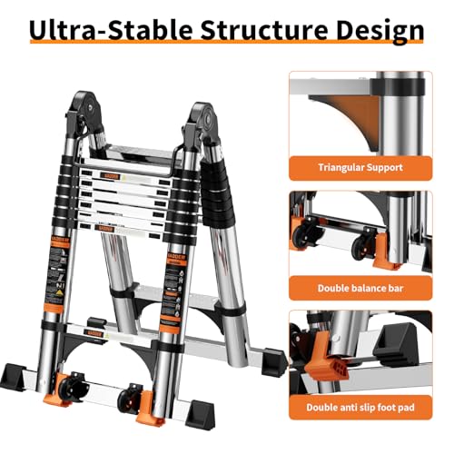 Telescoping Ladder A Frame,Telescopic Ladder for Home, Roof, RV - image 9