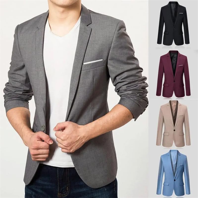 Men's Solid Formal Jacket Casual Business Slim Blazer Top Autumn and Winter Wedding Party Coat3