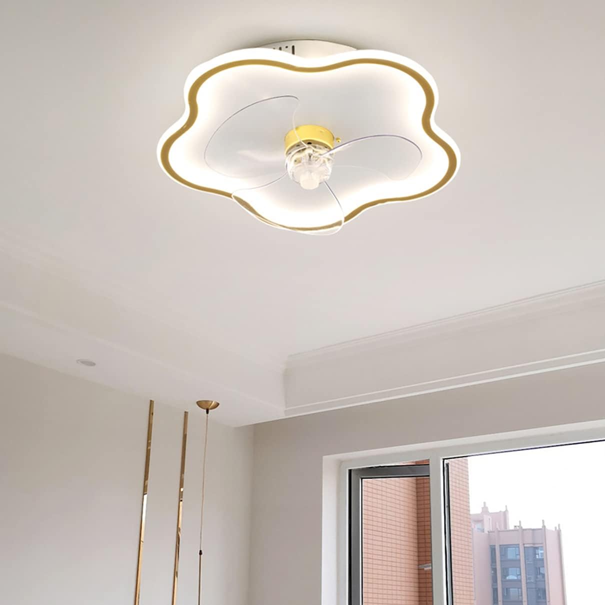 YUEGOO Ceiling Fans with Lamps,Ceiling Fan with Light Kids 3 Colors Dimmable Silent Remote Control Fan Ceiling Lights with Timer Modern Indoor Bedroom Dining Room Lounge Fan with Ceiling Light/C