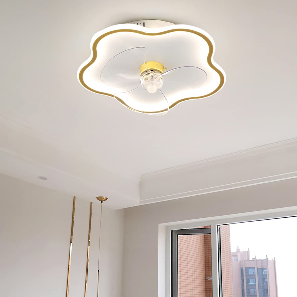 HXYSXHJUO Fan Lights, Ceilifan with Light Kids 3 Colors Silent Remote Control Ceililights Timer Modern Indoor Bedroom Diniroom Lounge Ceililight/C