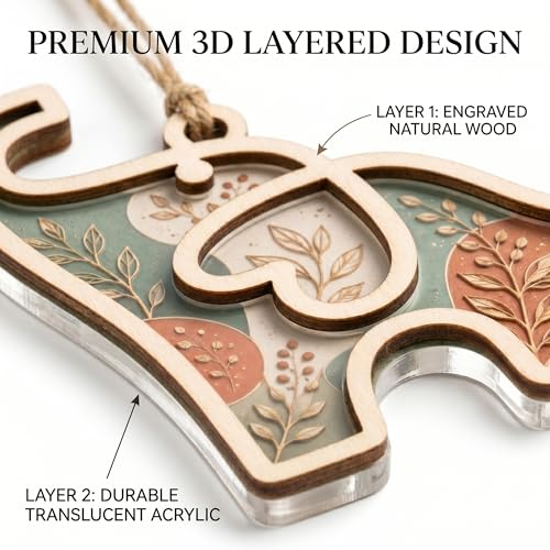 Friendship Elephant Ornament, Best Friend Gift for Women, Friendship Gifts for Women, Elephant Gifts for Friend, Unique Gifts for Best Friends, 2 Layer Elephant Sun Catcher, 4.3 x 4 Inch - Image 3