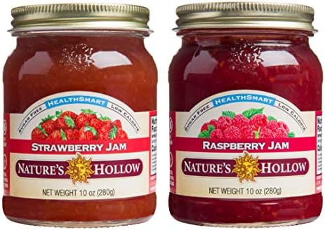 Nature's Hollow, Sugar-Free Jam Preserves Variety Pack, Strawberry and Raspberry, 10 Ounces Each, Non GMO, Keto Friendly, Vegan and Gluten Free - 2 Pack