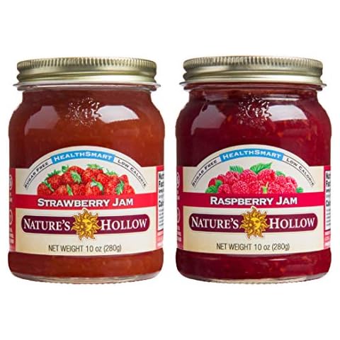 Nature's Hollow Strawberry and Raspberry Jam: Sugar Free Jam and Preserves, Low Cal, Non GMO, Keto Jam, Vegan, Gluten Free, and Diabetic Friendly - Sugar Free Jelly - 10oz Pack of 2 Cover