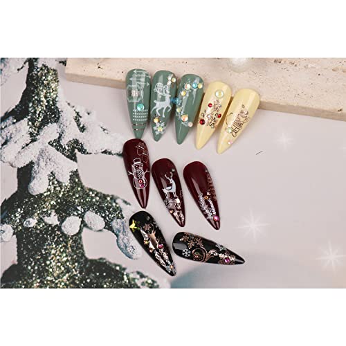 9 Sheets Christmas Nail Art Sticker 3D Self-Adhesive Rose Gold White Snowflake Christmas Tree Snowman Elk Glitter Decals Nail Art Decorations For Women Girls Kids #TOP6