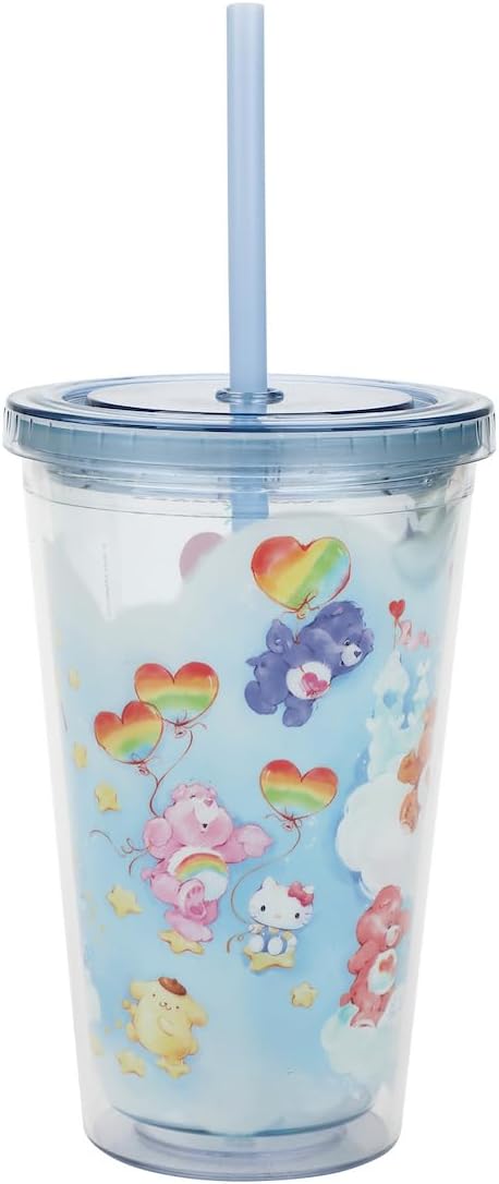 Hello Kitty & Friends X Care Bears Characters In Clouds 16 Oz Blue Acrylic Travel Cup - Image 5