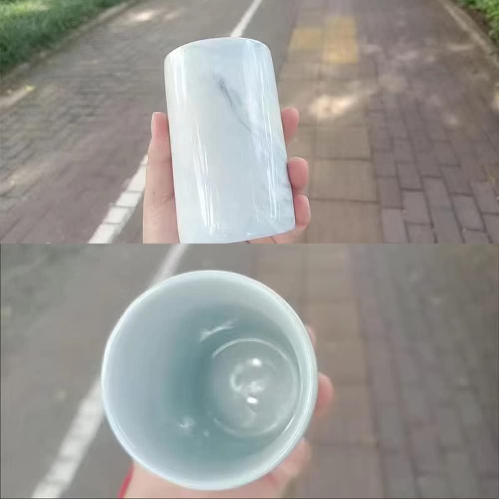 Marble ceramic mug, creative toothbrush holder, simple drinking cup. (Blue) image 3