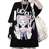 Women Summer Gothic T-Shirt Anime Aesthetic Print Harajuku Fashion Casual Tops