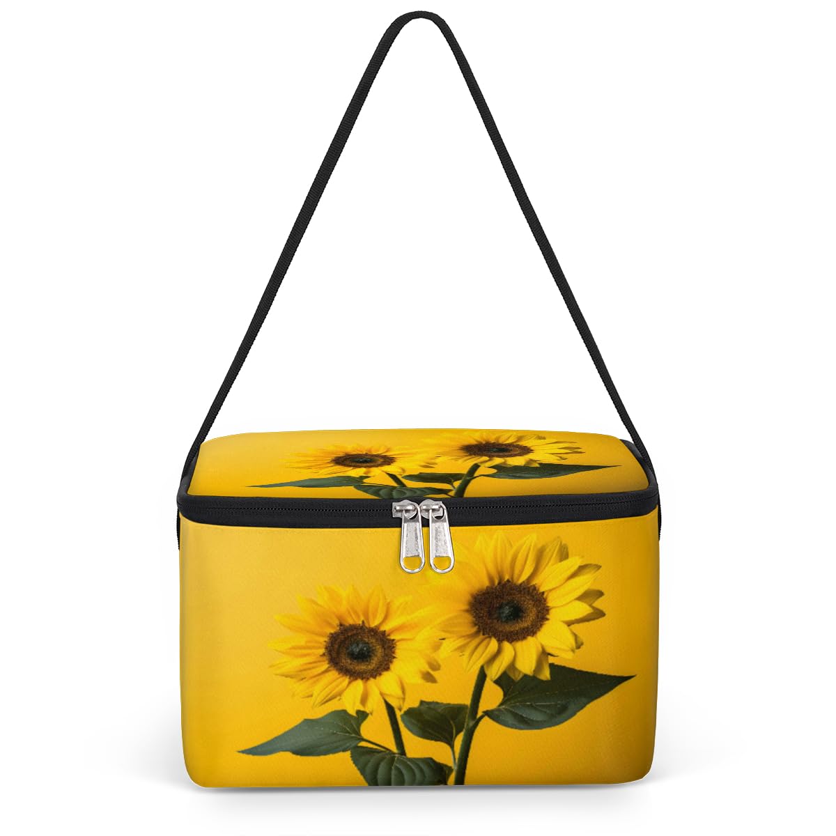 GzLeyigou Sunflower Bouquet Lunch Bags for Women Men 9 Cans, Hot & Cold Food Delivery Bag Insulated Grocery Bag Insulated Lunch Box Yellow Floral Cooler Bag for Office Work Picnic Beach