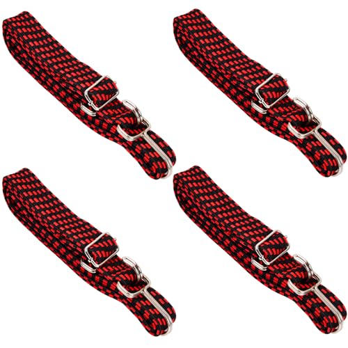 Natuce Cinghie Elastiche Regolabili con Ganci, 4 Pezzi Elastico con Gancio, Corde Elastiche Piatte, Cinghie di Fissaggio per Bagagli, Cinghie Elastiche per Bici Auto Portapacchi Campeggio (Rosso-2m)