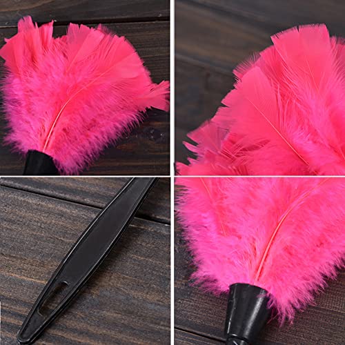 Turkey Feather Dusters For Cleaning, 2Pcs Reusable And Washable Dust Duster Feather Cleaning Tools Sweep Feather With Black Handle For Home Office And Kitchen Car #TOP3
