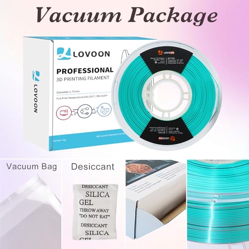 Image of LOVOON 3D Printing Filament PLA, Silk Multicolor PLA Filament 1.75mm,DualColor Change by Angle Filament,Fit Most 3D Printer& 3D Pen,Silk Teal /Coral(Blue /Pink), 1KG(2.2lbs) /Spool