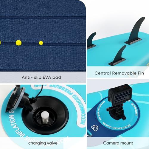 Image of Inflatable Paddle Board, Stand Up Paddle Board, Stable Design with Non-Slip Comfort Deck, Portable Travel Paddle Board for Adults & Beginners, Ocean Inspired Design