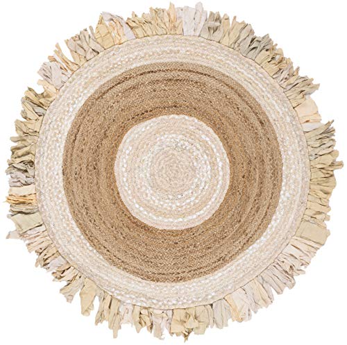 Tapete redondo 4' SAFAVIEH Cape Cod Beige y natural miniatura 2