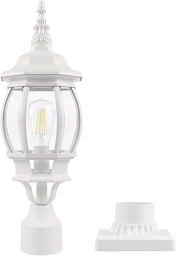 Miniatura 1 de Luz de poste blanca para exteriores con base de montaje en muelle de 3 pulgadas, poste de lámpara de exterior de 18 pulgadas para jardín, farola,