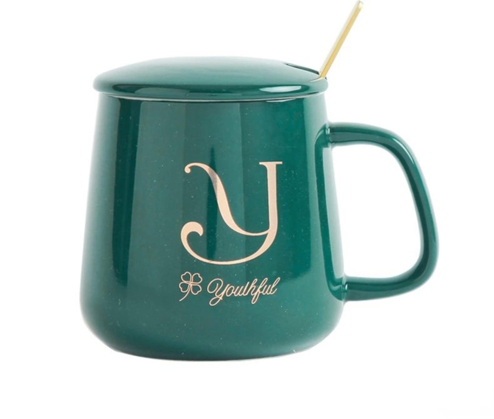 Mug Tasses Tasses À Café De Tasses-Cadeaux À La Meilleure Amie La Tasse À Café Verte avec Couvercle Et Cuillère 26 Lettres Mugs Personnalisés Barres-Y