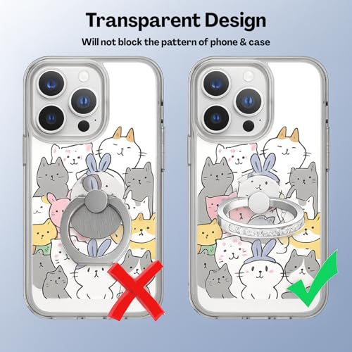 Image of 2 Pack Phone Ring Grip Holder, Transparent Mobile Finger Stand, Strong Adhesive Back Support for Smartphone, Portable Hand Grip Accessory, Universal Case Compatible, Clear Round Design