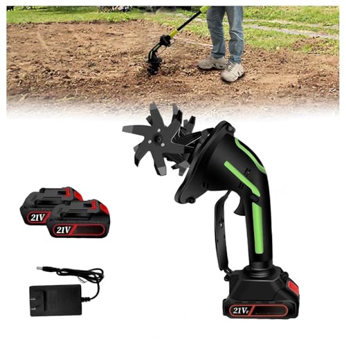 Labrador eléctrico inalámbrico, profundidad de labranza de 4 pulgadas, modos de extensión y mano 2 en 1, ligero, para jardín, macizos de flores, deshierbe, zanjas, camas elevadas y cultivo de suelo (2