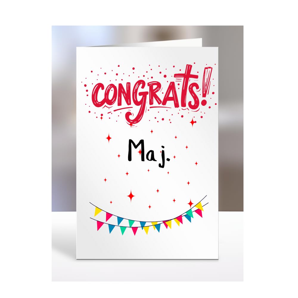 Congrats Maj. Card, gifts for men, women, him, her, happy, presents, cards, female, male, congratulations, well done, on your, Major, A5-313_50