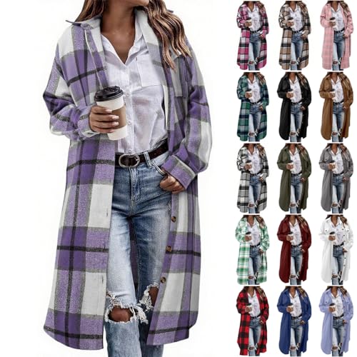 Amazon.com: LIKEOULI Flannel Shirt Women Plaid Jacket Womens
