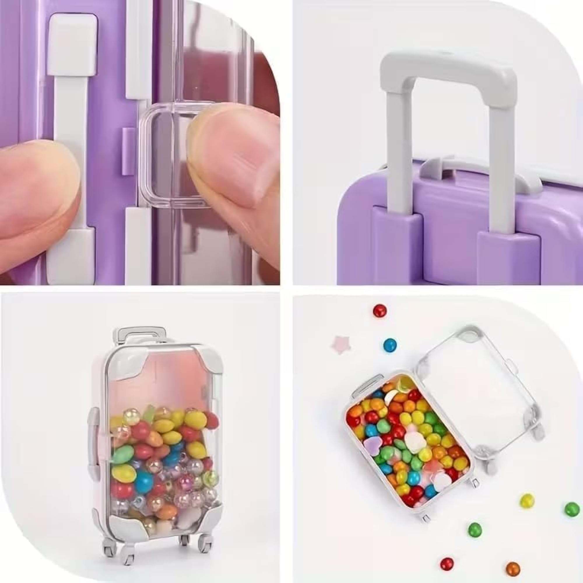 Cute Mini Trolley Suitcase Makeup Organizer, Clear Storage Box