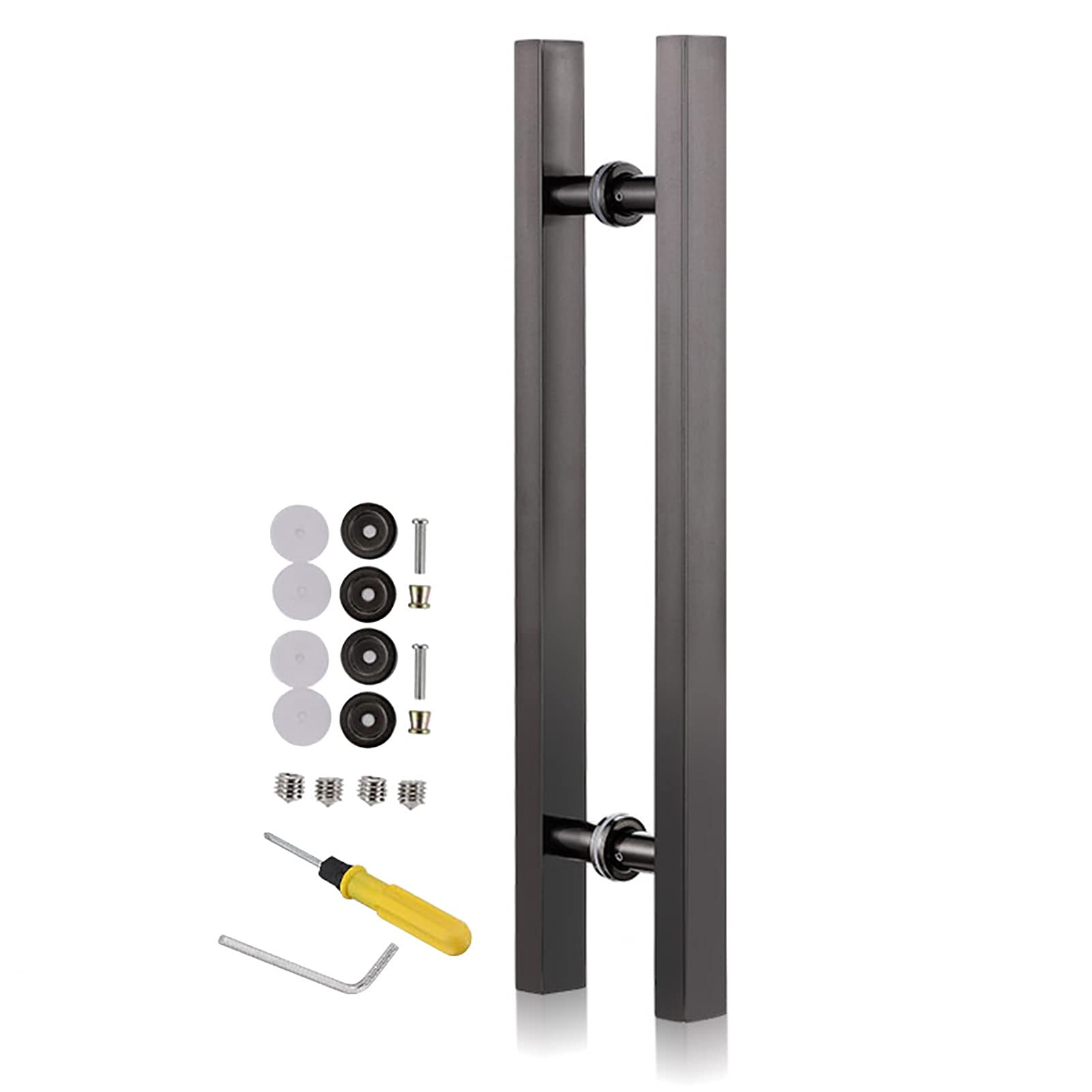 Tirador de Acero Inoxidable para Puerta corrediza de Granero - Manija Resistente de 61 cm para Puertas de Madera y Vidrio, de Calidad Comercial, Acabado Negro, herraje Duradero para Entrada