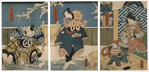Toile Scène de théâtre Kunisada 60x90cm pour habiller un grand mur vide avec un portrait d'art