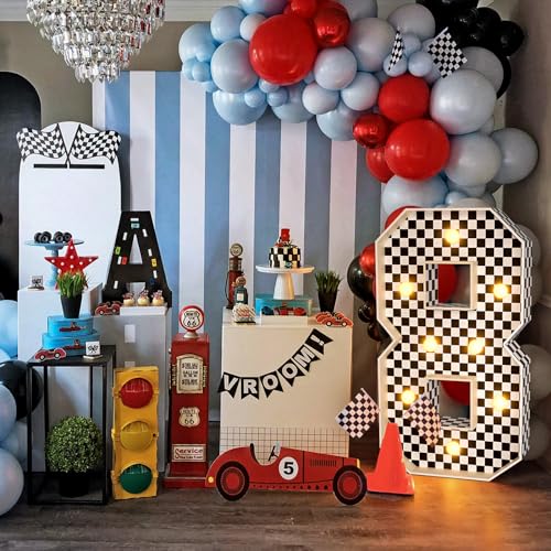Image of Imprsv Race Car Birthday Party Decorations, 3ft Light Up Marquee Number 8