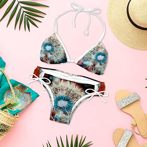 Bikini transparent motif pissenlit multicolore taille unique ajustement parfait - 6