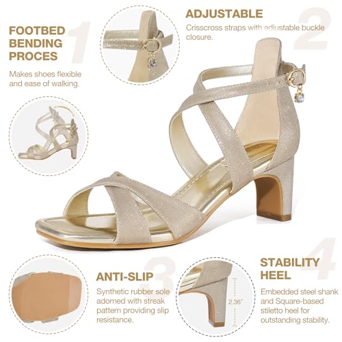 ZURIN Womens Chunky Low Heels Comfortable Open Toe Ankle Strap Heeled Sandals Strappy Block Heels Dress Shoes for Wedding Bridal Evening Party Prom3