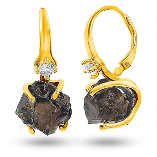 Real Raw Crystal Drop Earrings Real Gold Birthstone gift for her Anniversary Christmas Mothers day Birthday Gift, Uniquelan Jewelry