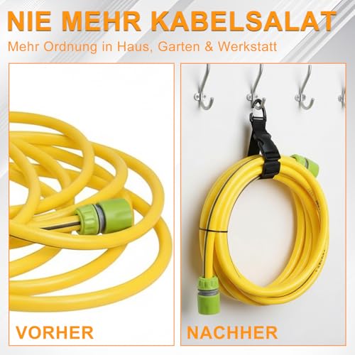 8 Pcs Verlängerungskabel Organizer & Aufhänger, Verstellbarer Schlauch mit Dreieckschnalle für Kabel, Seile, Schläuche, bis 22kg, Organisation und Aufbewahrung in Haus, Garage und Werkstatt (8PCS)