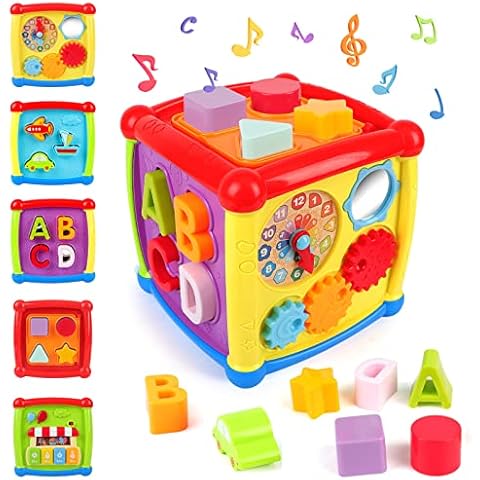 kramow Activity Cube for 1 year old, Baby Shape Sorter, Music and Light, Educational Toys for Toddlers, Birthday Present Gifts for Girls Boys 18 + months Cover