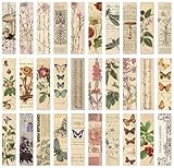 Vintage Natural Style Butterfly Flower Plant Bookmarks, 30PCS (Gentle Whispers)
