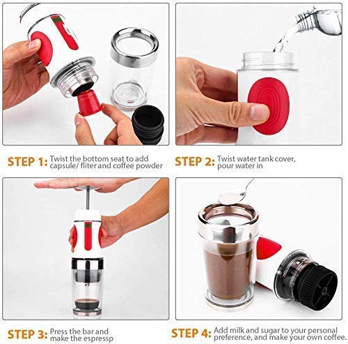 GEETAC Máquina de café de la máquina de café, portátil de la prensa de la mano, Mini Handheld Espresso Pods máquina de… - Imagen 8