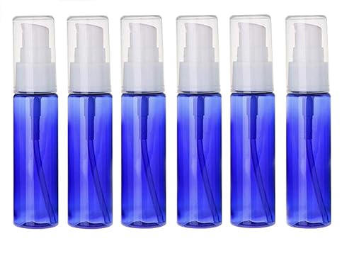 6 botellas vacías recargables de plástico con bomba de loción de 1.0 fl oz1 oz, contenedor portátil de almacenamiento de muestras de maquillaje