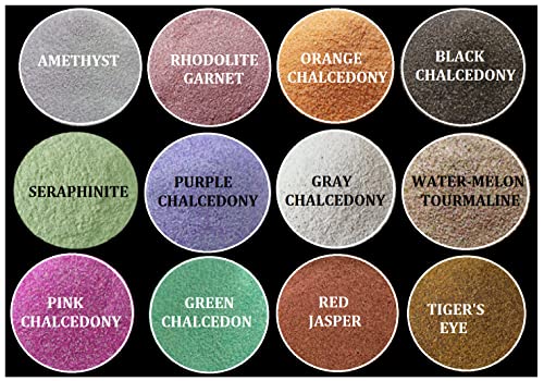 Poudre de pierres précieuses Lot de 12 pigments naturels fins pour bijoux et résine 60g