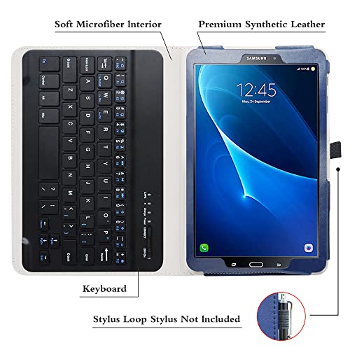 Mama Mouth for Galaxy Tab A 10.1 Keyboard Case,Coustom Design Slim Stand PU Leather Cover with Romovable Keyboard for Samsung Galaxy TAB A 10.1 T580 T585 2016 Tablet,Blue