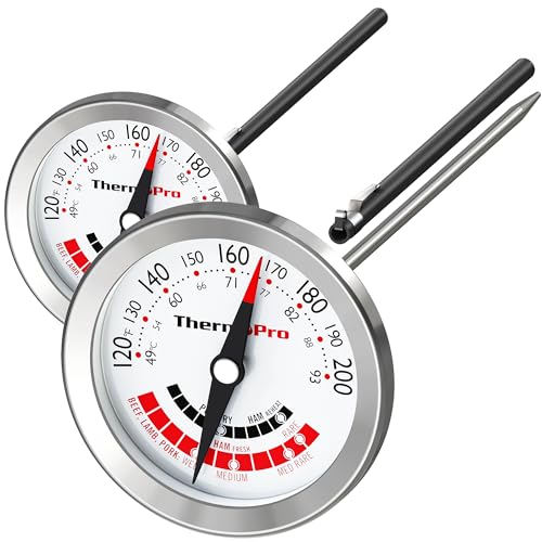 ThermoPro APT200 2 Pcs Meat Thermometer for Cooking with Extra-Large 2-Inch Dial, Analog Dial Food Cooking Thermometer with 5.1