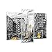 Produktbild Mehrteilige Bilder auf Glas 130x100cm Glasbild Stadt Taxi Wolkenkratzer Illustration Groß Wanddeko Schlafzimmer Küche Set 3 teilige Wandbilder Dekoration Wohnzimmer Modern Wand Art GCB130x100-3148