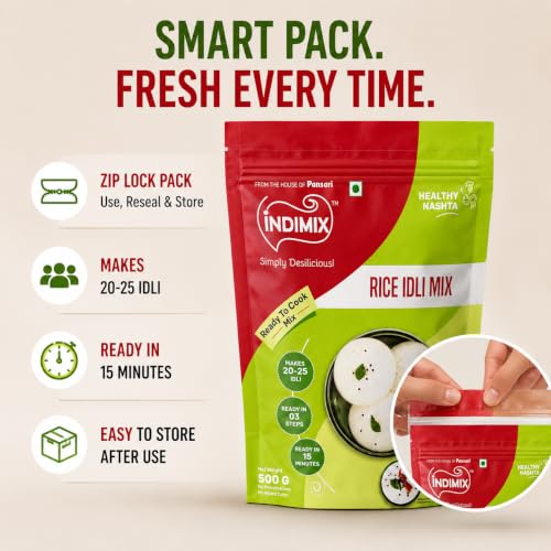 Image of INDIMIX Ready to Cook Rice Idli Mix 500 g | From the house of Pansari
